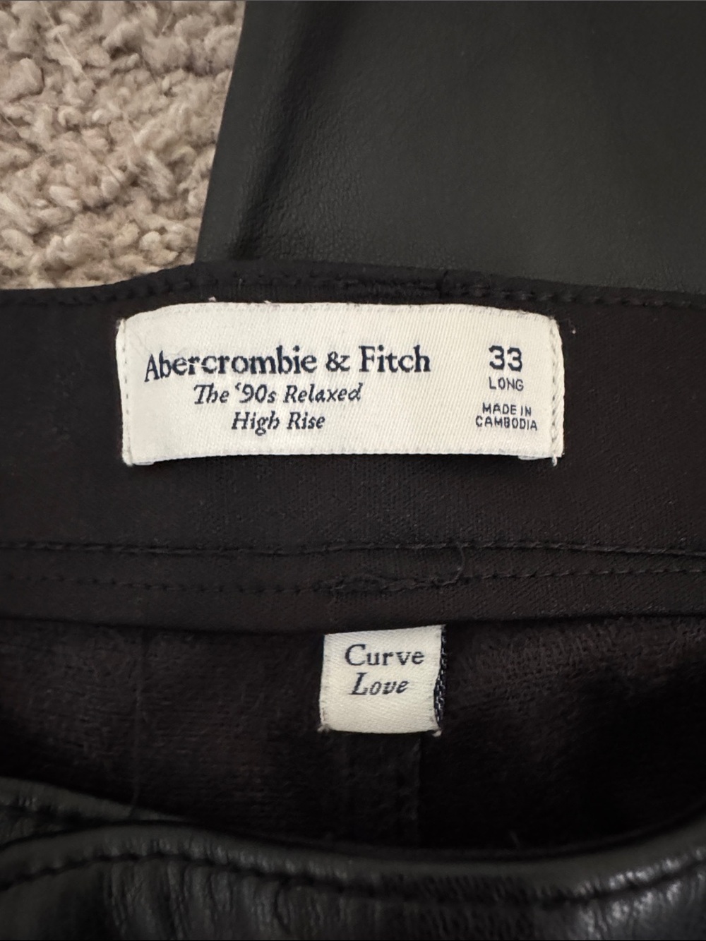 Abercrombie & Fitch High-Rise Black Women’s Leather Pants - The '90s Relaxed Fit